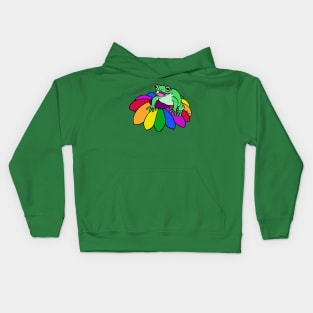 Rainbow Flower Froggy Kids Hoodie